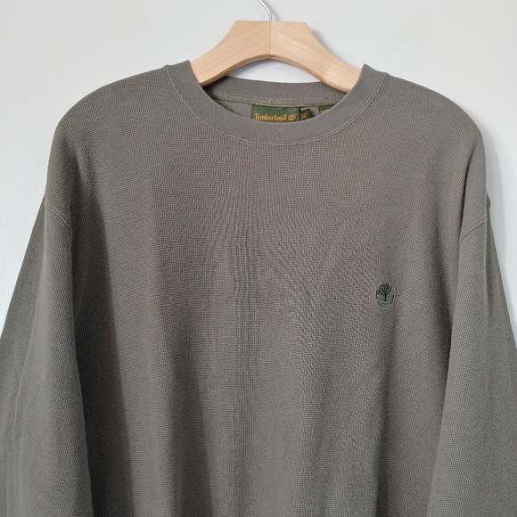 Timberland Waffle Crewneck Tee Long Sleeve Top Green Size XL - Picture 5 of 14